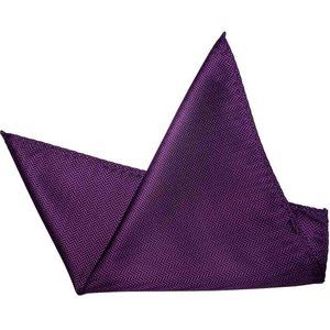 SW for Gascoigne Pocket Square Silk Purple Herringbone Men's